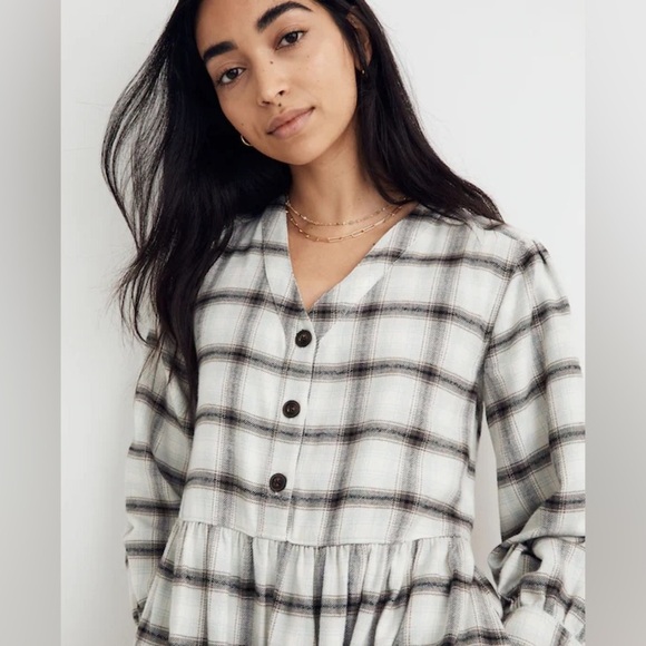 Madewell Flannel Button-Front Midi Dress , sz : 2 - Picture 4 of 12